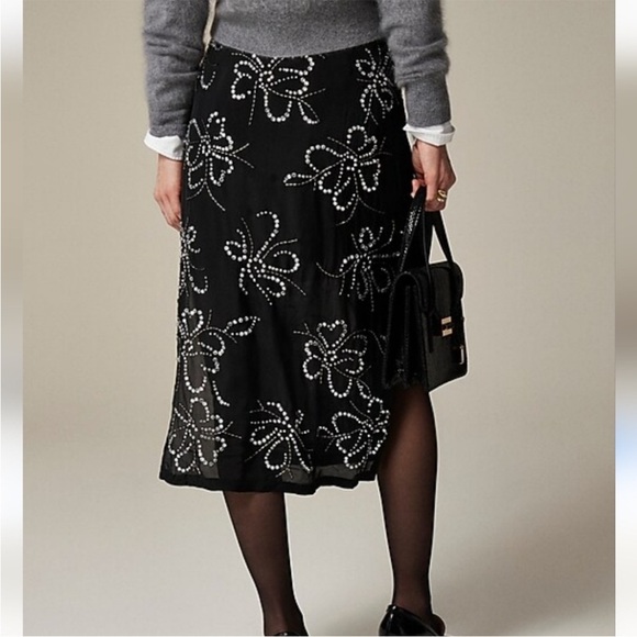 J. Crew Collection Embellished Crystal Slip Skirt $298 CF754 NEW size 8 sheer - Picture 1 of 12